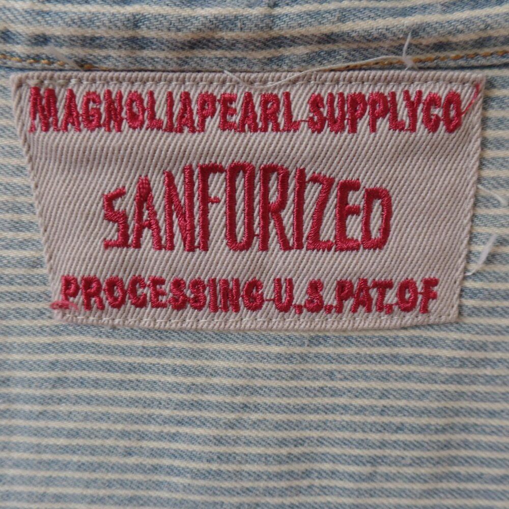 MAGNOLIA PEARL Marfa DENIM RAILROAD STRIPE Workshirt Top Shirt Blouse NWT *RARE* - Picture 6 of 9